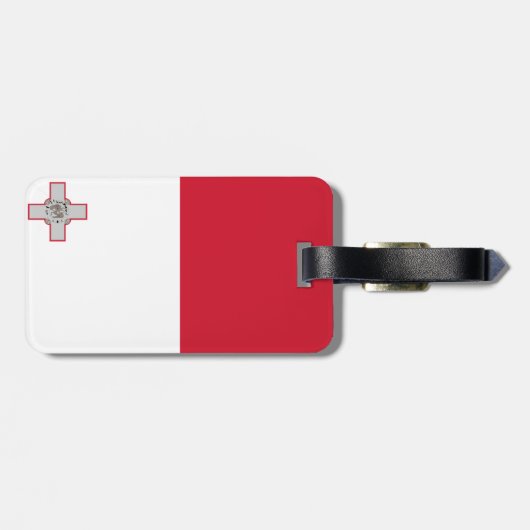 Flagge Maltas Gepäckmarke mit Ledergurt Gepäckanhänger (Rückseite horizontal)