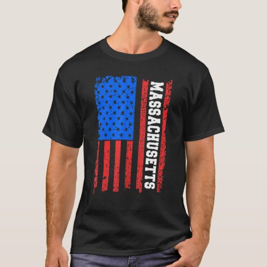 Flagge Massachusetts USA T-Shirt (Vorderseite)