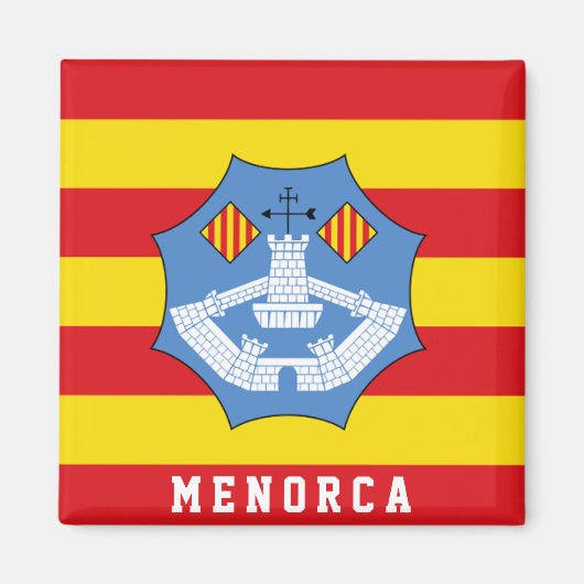 Flagge Menorcas, Spanien Magnet (Vorne)