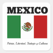 Flagge Mexikos, gekennzeichnet Quadratischer Aufkleber (Vorderseite)