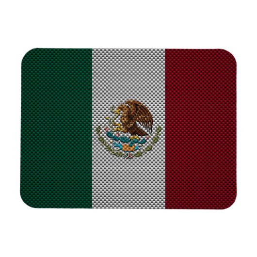 Flagge Mexikos mit Kohlenstofffasereffekt Magnet (Horizontal)