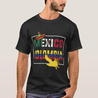 Flagge Mexikos und Kolumbiens T-Shirt