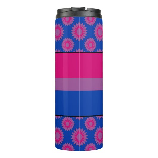 Flagge mit blauer Blume Thermosbecher (Rückseite)