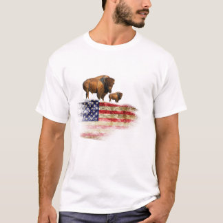 Flagge mit Büffel T-Shirt