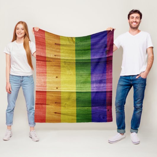 Flagge mit hölzernem Regenbogen Fleecedecke (Beispiel)