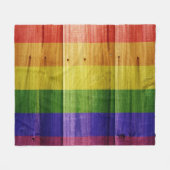 Flagge mit hölzernem Regenbogen Fleecedecke (Vorderseite (Horizontal))