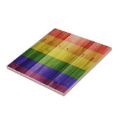 Flagge mit hölzernem Regenbogen Fliese (Seite)