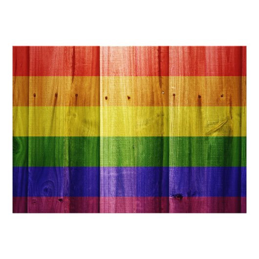 Flagge mit hölzernem Regenbogen Fotodruck (Vorne)