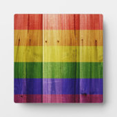 Flagge mit hölzernem Regenbogen Fotoplatte (Vorderseite)