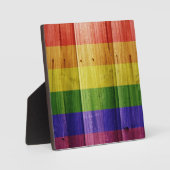 Flagge mit hölzernem Regenbogen Fotoplatte (Vorderseite)