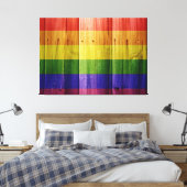 Flagge mit hölzernem Regenbogen Leinwanddruck (Insitu (Schlafzimmer))