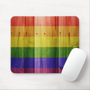 Flagge mit hölzernem Regenbogen Mousepad