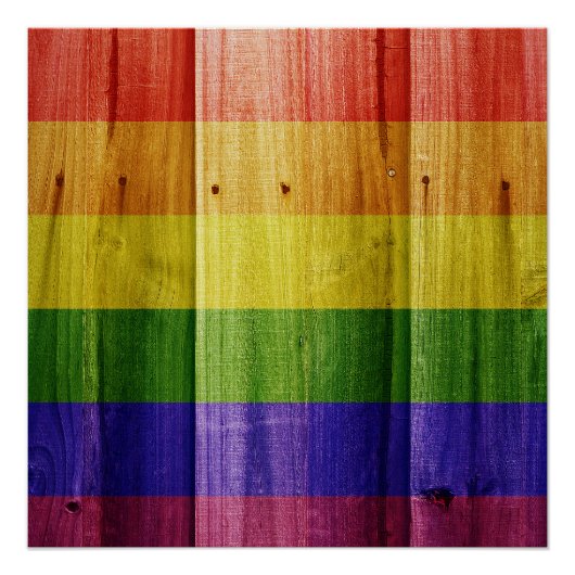 Flagge mit hölzernem Regenbogen Poster (Vorderseite)