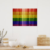 Flagge mit hölzernem Regenbogen Poster (Küche)