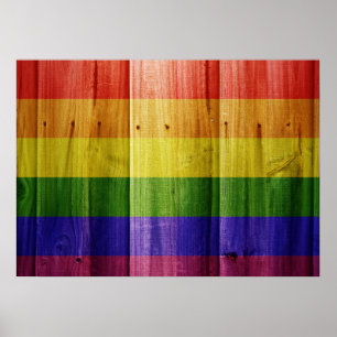 Flagge mit hölzernem Regenbogen Poster