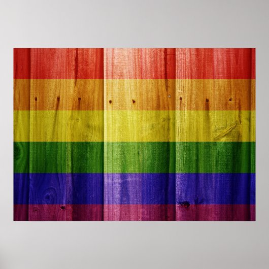 Flagge mit hölzernem Regenbogen Poster (Vorne)