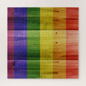 Flagge mit hölzernem Regenbogen Puzzle (Horizontal)