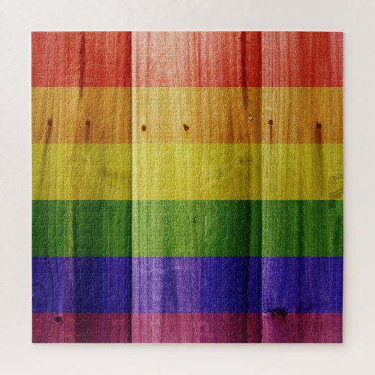 Flagge mit hölzernem Regenbogen Puzzle (Vertikal)