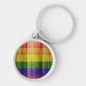 Flagge mit hölzernem Regenbogen Schlüsselanhänger (Vorne)
