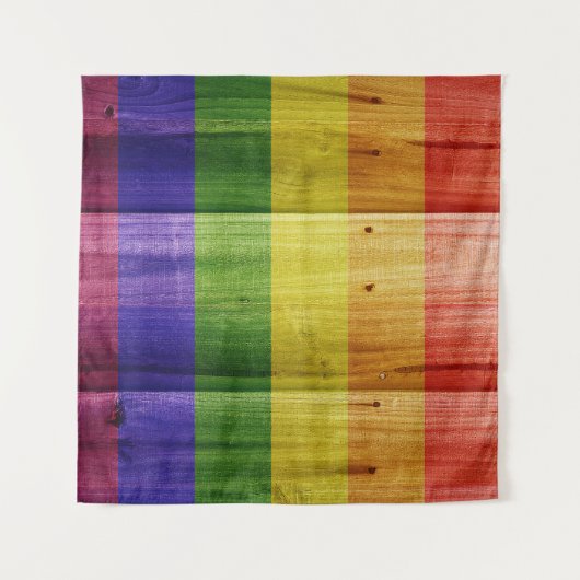 Flagge mit hölzernem Regenbogen Wandteppich (Vorderseite (Horizontal))