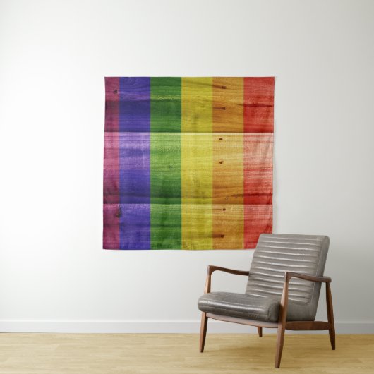 Flagge mit hölzernem Regenbogen Wandteppich (Beispiel (Horizontal))