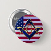 Flagge mit Quadrat und Kompasssen Button (Vorne & Hinten)