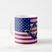 Flagge mit Quadrat und Kompasssen Kaffeetasse (Vorderseite Links)