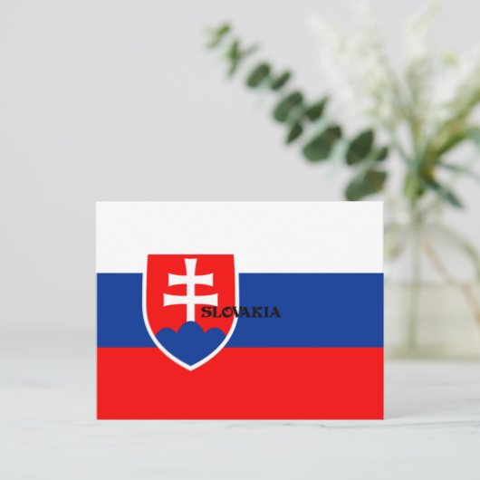 Flagge mit slowakischem Muster Postkarte (Stehend Vorderseite)