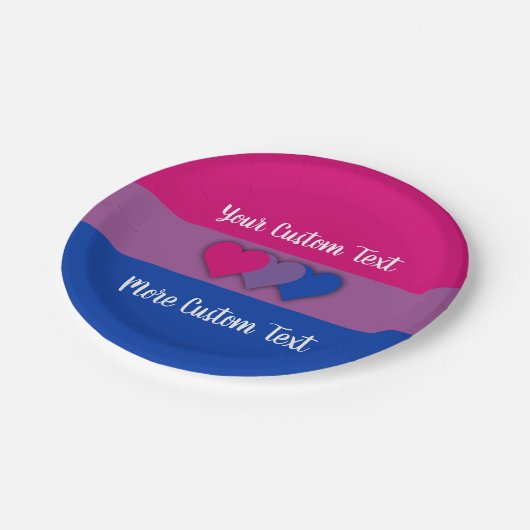 Flagge mit Text für Bisexualität Pappteller (Schrägansicht)