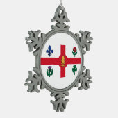 Flagge Montreals, Que Schneeflocken Zinn-Ornament (Links)
