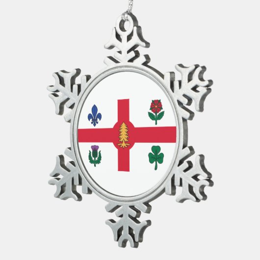 Flagge Montreals, Que Schneeflocken Zinn-Ornament (Rechts)