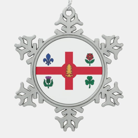 Flagge Montreals, Que Schneeflocken Zinn-Ornament (Vorderseite)