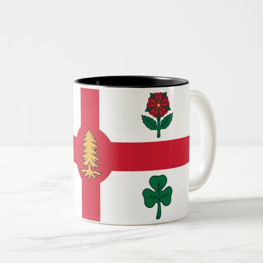 Flagge Montreals (Quebec, Kanada) Zweifarbige Tasse (VorderseiteRechts)