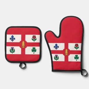 Flagge Montreals, Quebec Ofenhandschuh & Topflappen-Set