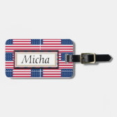 Flagge-Muster-Monogramm Gepäckanhänger (Vorderseite horizontal)