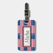 Flagge-Muster-Monogramm Gepäckanhänger (Vorderseite vertikal)