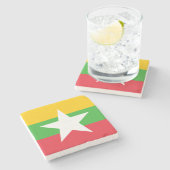 Flagge Myanmars (Birma) Steinuntersetzer (Seitenansicht)