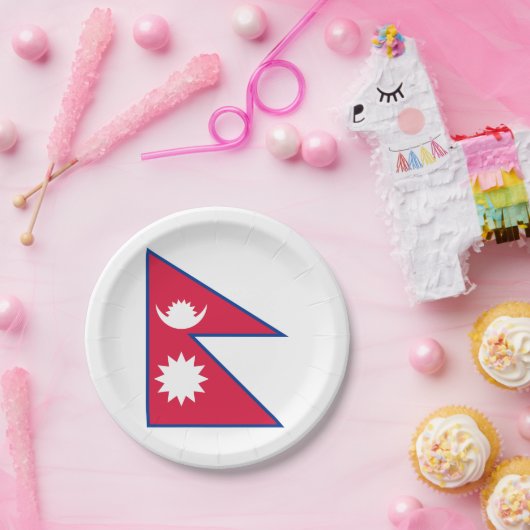 Flagge Nepals (Nepalesen) Pappteller (Party)