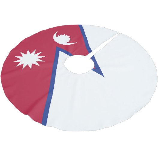 Flagge Nepals Polyester Weihnachtsbaumdecke (Schrägansicht)