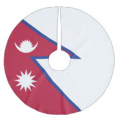 Flagge Nepals Polyester Weihnachtsbaumdecke (Vorderseite)