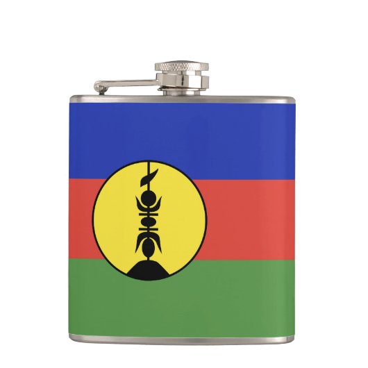 Flagge Neukaledoniens Flachmann (Vorderseite)