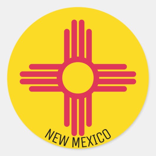 Flagge New Mexico Runder Aufkleber (Vorderseite)