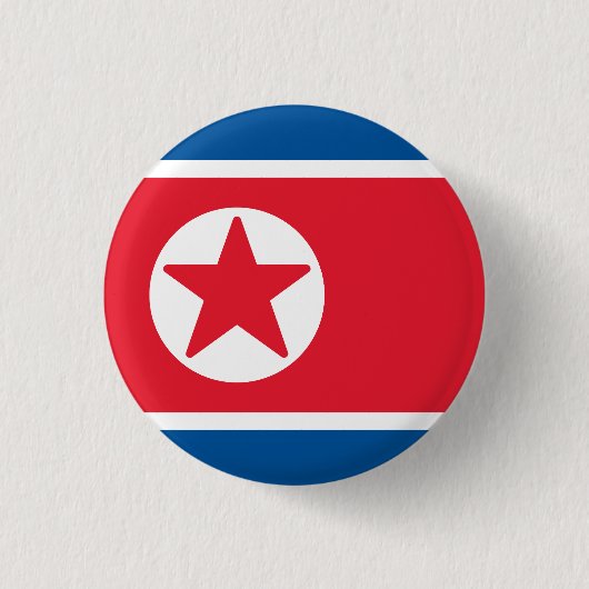 Flagge Nordkoreas Button (Vorderseite)