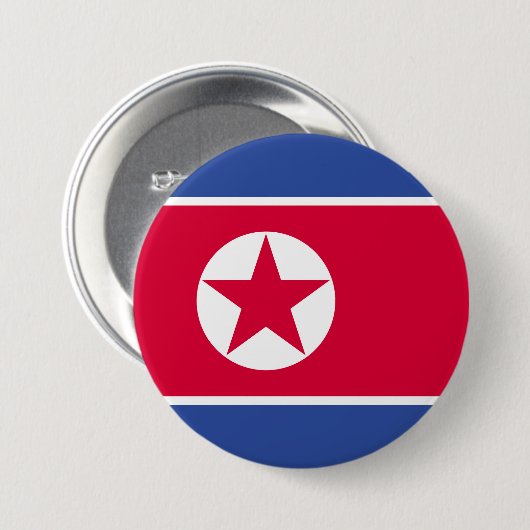 Flagge Nordkoreas Button (Vorne & Hinten)