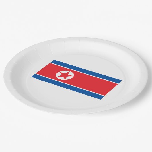 Flagge Nordkoreas (DVRK) Pappteller (Schrägansicht)