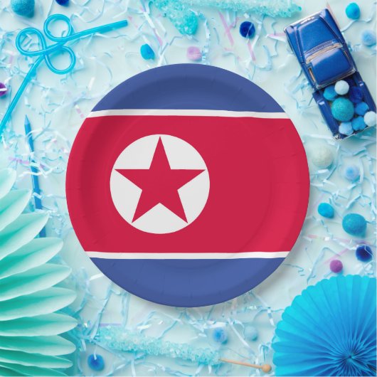 Flagge Nordkoreas Pappteller (Party)
