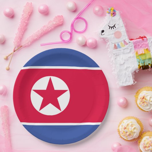 Flagge Nordkoreas Pappteller (Party)