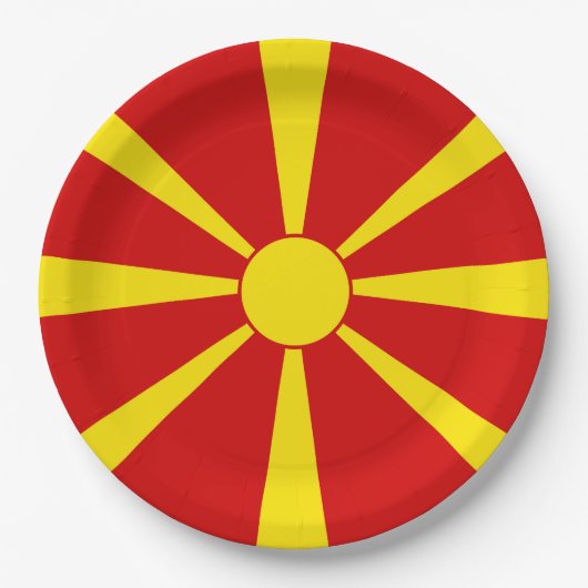 Flagge Nordmakedonien Pappteller (Vorderseite)
