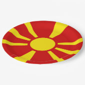 Flagge Nordmakedonien Pappteller (Schrägansicht)