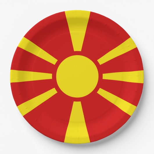 Flagge Nordmakedonien Pappteller (Vorderseite)